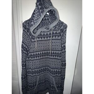 Koto Men's Large Hooded Knit Sweater Hoodie Geometric Pattern Pullover